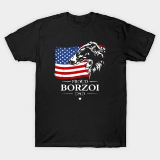 Borzoi Dad American Flag patriotic dog T-Shirt